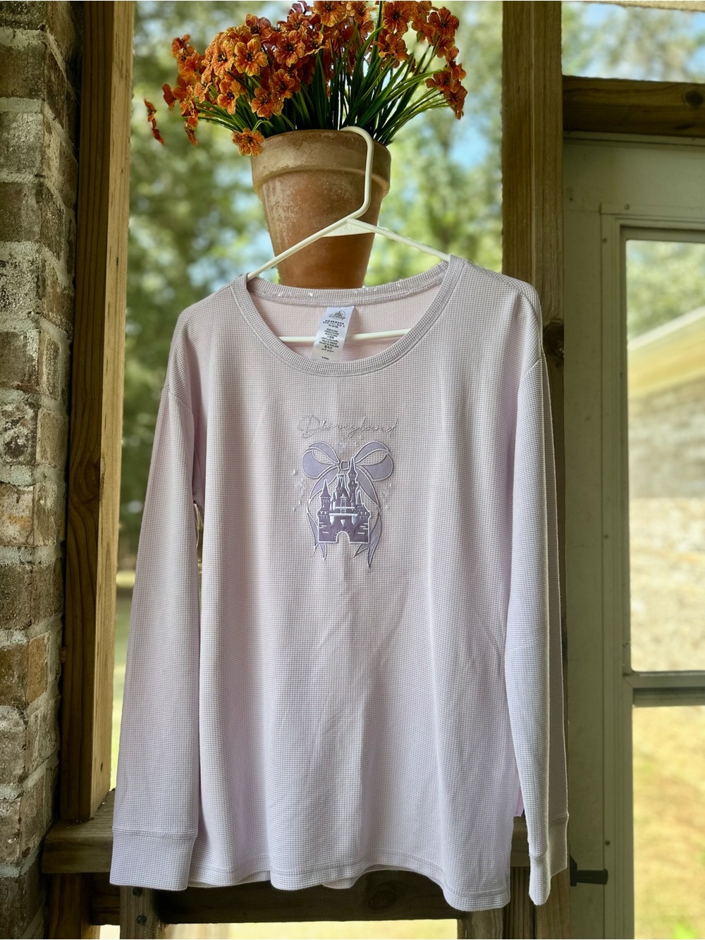 Disney Lavender Long-Sleeve Knit Top with Castle Graphic